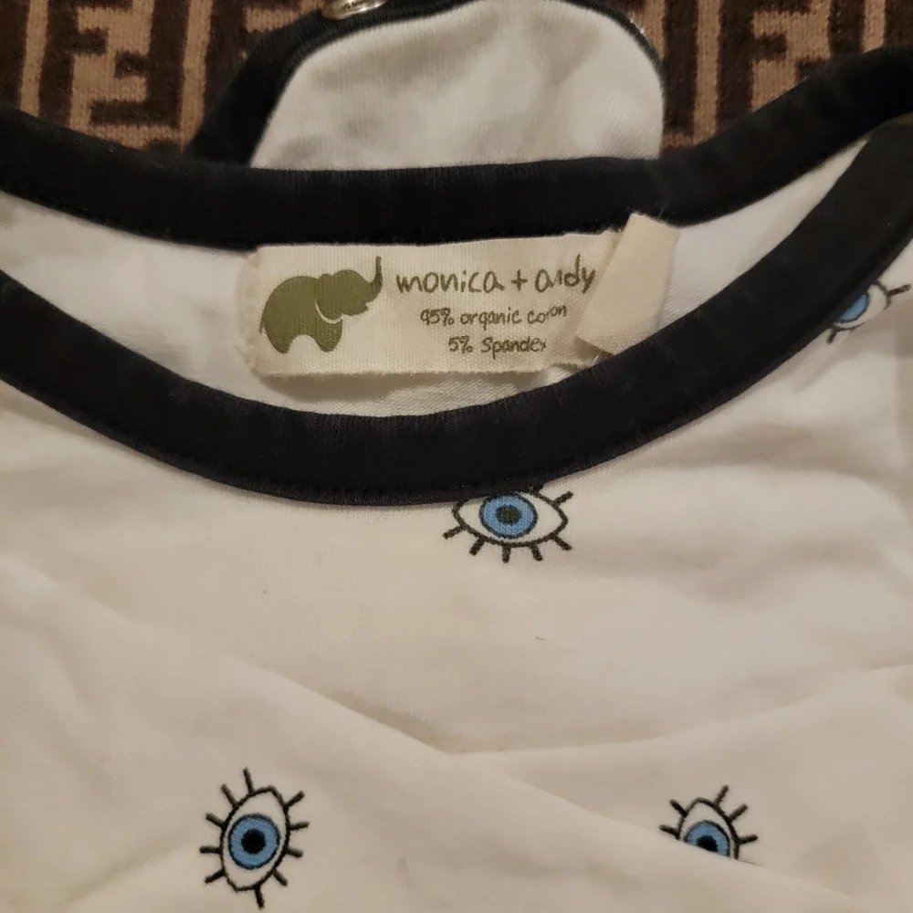 Rare Monica and Andy Evil Eye shirt long sleeve onesie size 12-18m